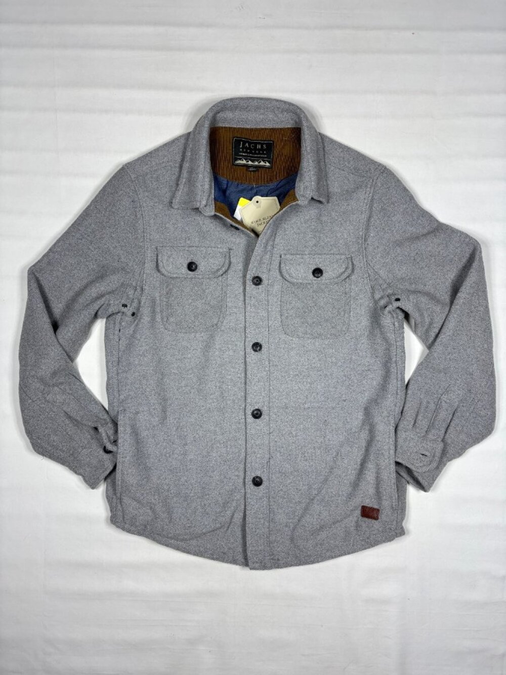 NWT Jachs New York Wool Blend Grey Flannel Shirt Jacket Shacket Mens SM
